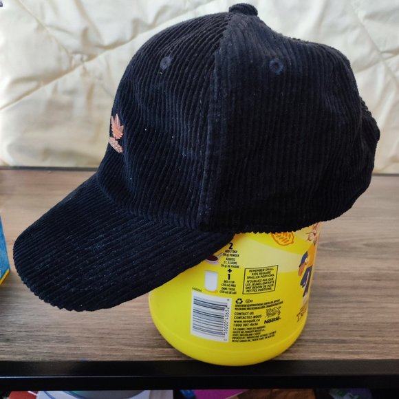 Adidas Money corduroy cap / hat gold steel badge black women's - Picture 2 of 13